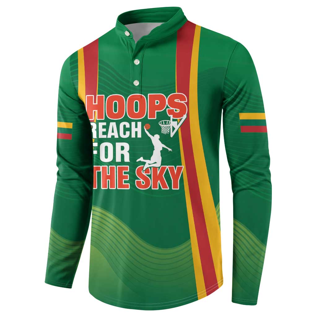 Custom Lithuania Basketball Button Sweatshirt Hoops Reach For the Sky