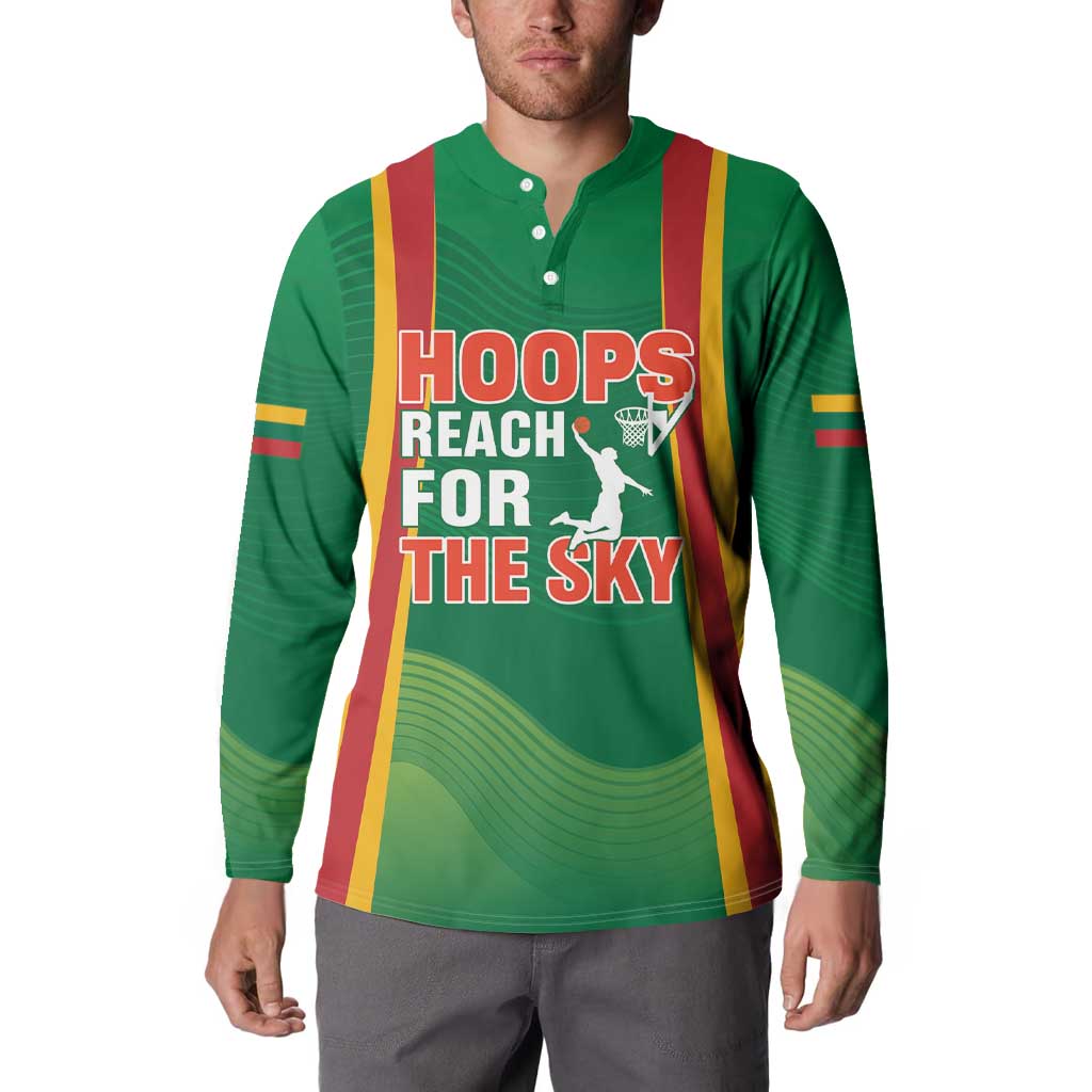 Custom Lithuania Basketball Button Sweatshirt Hoops Reach For the Sky