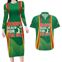 Custom Lithuania Basketball Couples Matching Long Sleeve Bodycon Dress and Hawaiian Shirt Hoops Reach For the Sky