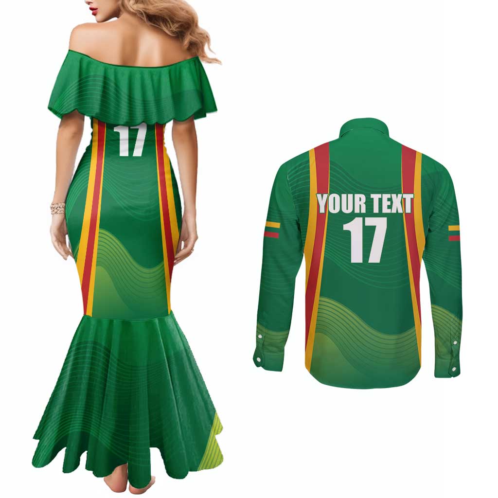 Custom Lithuania Basketball Couples Matching Mermaid Dress and Long Sleeve Button Shirt Hoops Reach For the Sky