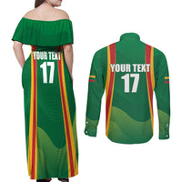 Custom Lithuania Basketball Couples Matching Off Shoulder Maxi Dress and Long Sleeve Button Shirt Hoops Reach For the Sky