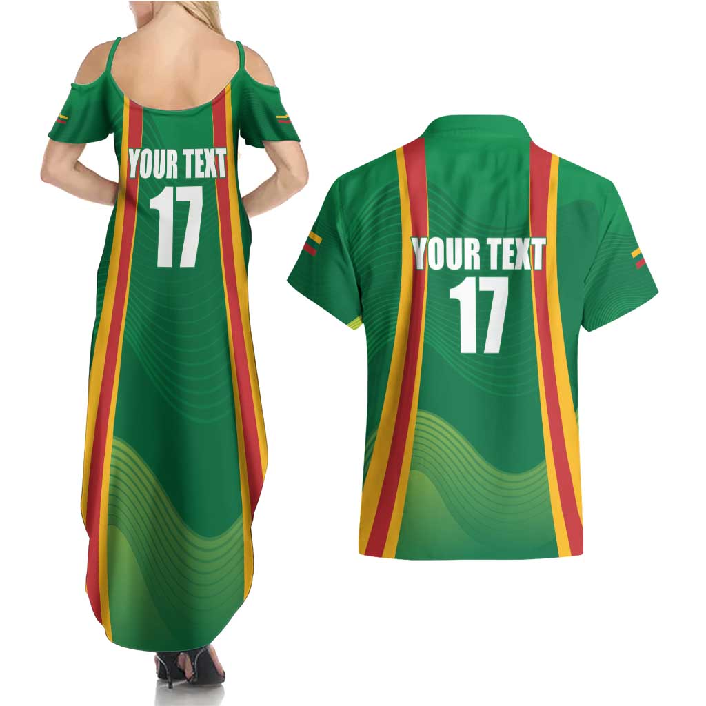 Custom Lithuania Basketball Couples Matching Summer Maxi Dress and Hawaiian Shirt Hoops Reach For the Sky