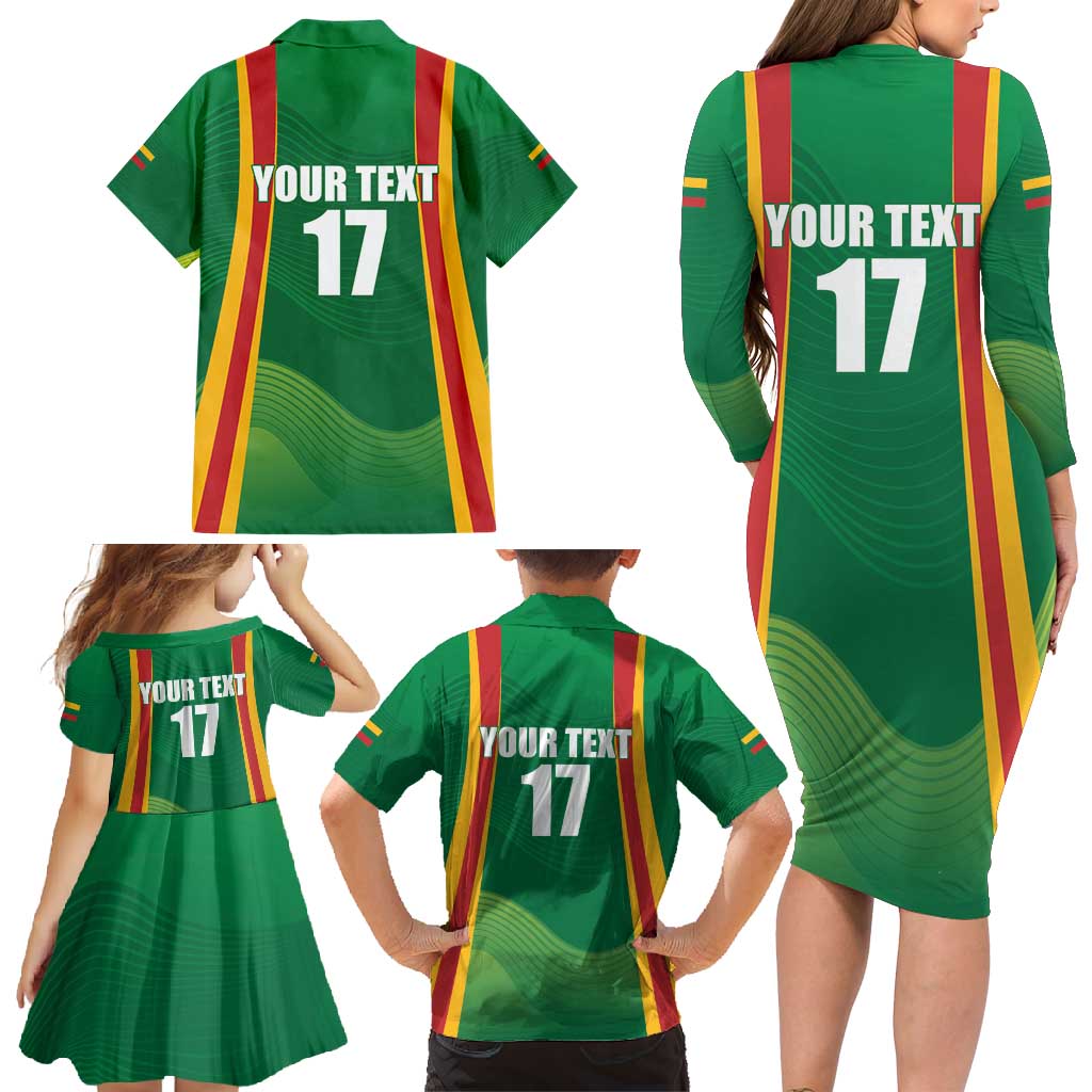 Custom Lithuania Basketball Family Matching Long Sleeve Bodycon Dress and Hawaiian Shirt Hoops Reach For the Sky