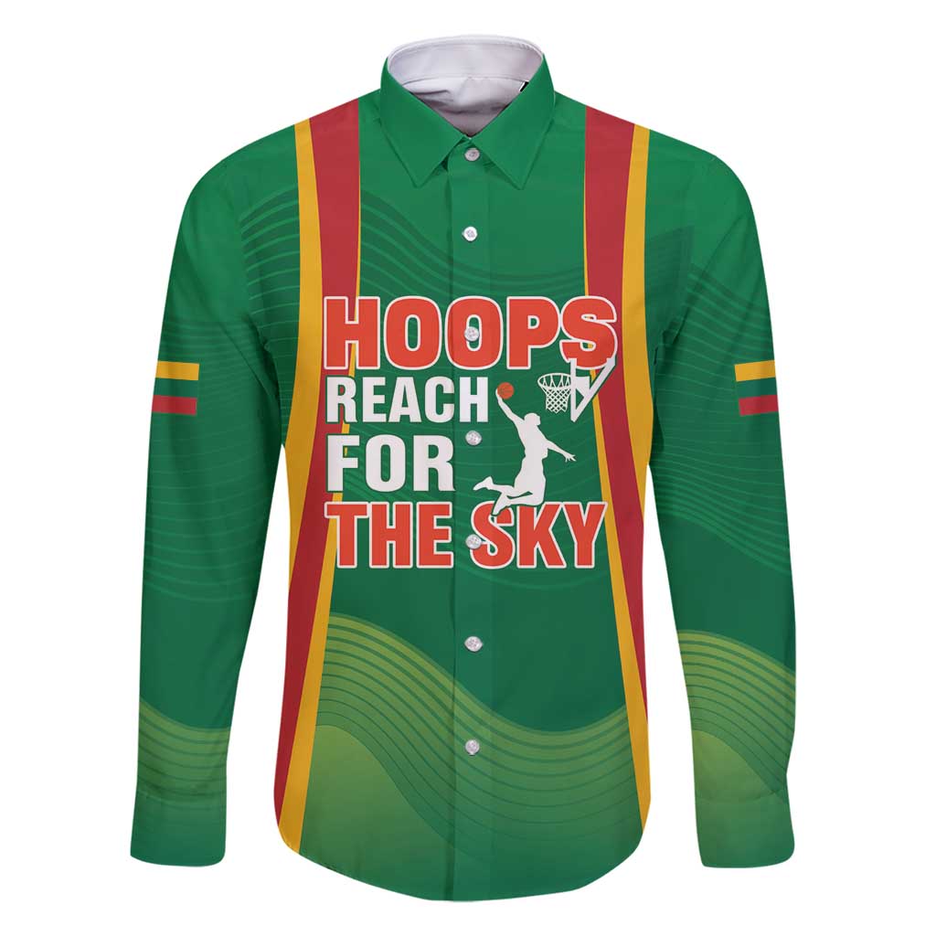 Custom Lithuania Basketball Family Matching Long Sleeve Bodycon Dress and Hawaiian Shirt Hoops Reach For the Sky