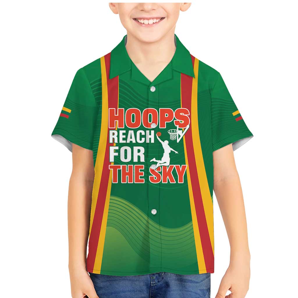 Custom Lithuania Basketball Family Matching Mermaid Dress and Hawaiian Shirt Hoops Reach For the Sky