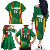 Custom Lithuania Basketball Family Matching Off The Shoulder Long Sleeve Dress and Hawaiian Shirt Hoops Reach For the Sky