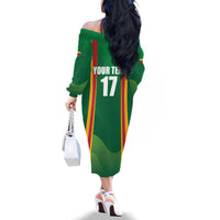 Custom Lithuania Basketball Family Matching Off The Shoulder Long Sleeve Dress and Hawaiian Shirt Hoops Reach For the Sky