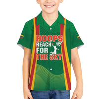 Custom Lithuania Basketball Family Matching Off The Shoulder Long Sleeve Dress and Hawaiian Shirt Hoops Reach For the Sky