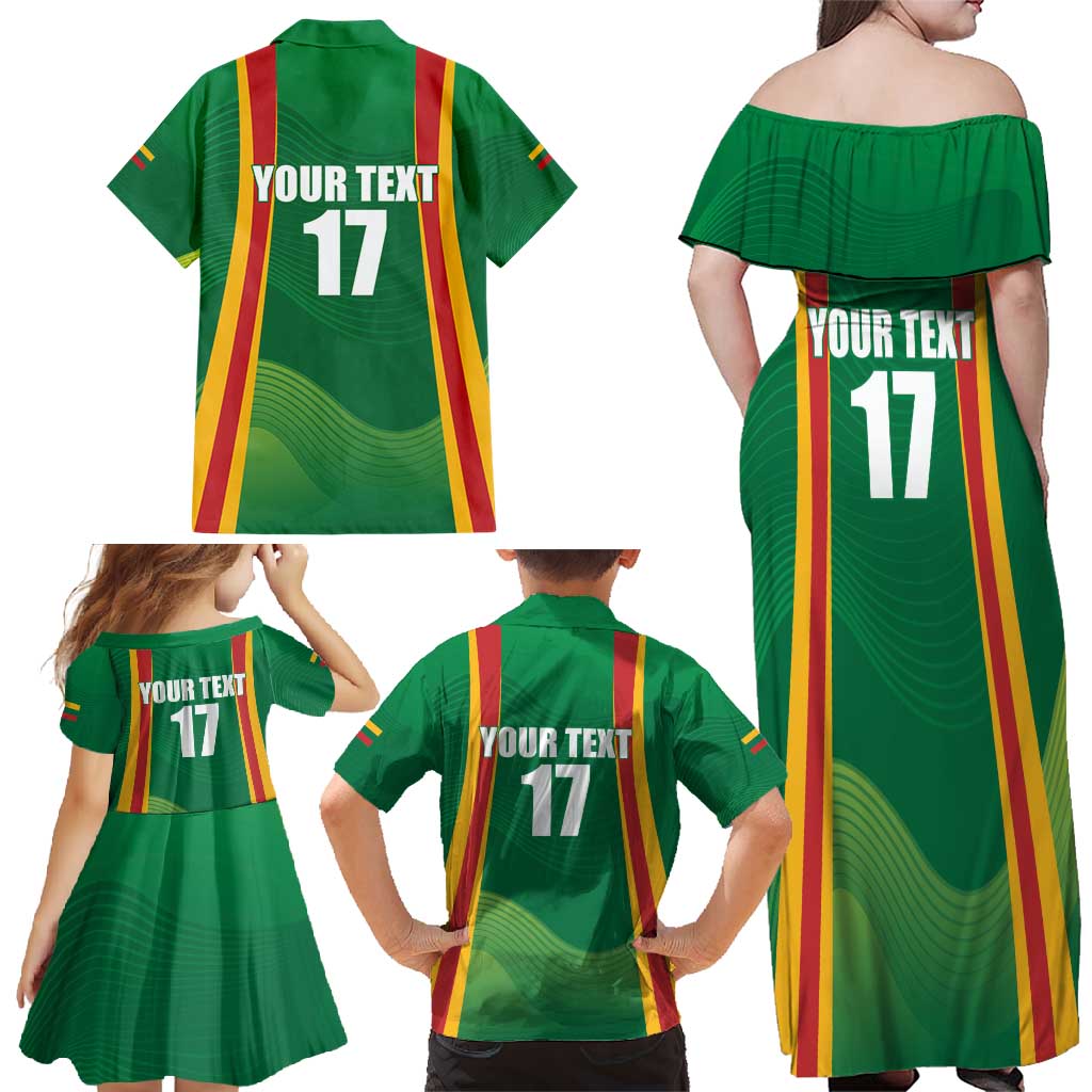 Custom Lithuania Basketball Family Matching Off Shoulder Maxi Dress and Hawaiian Shirt Hoops Reach For the Sky