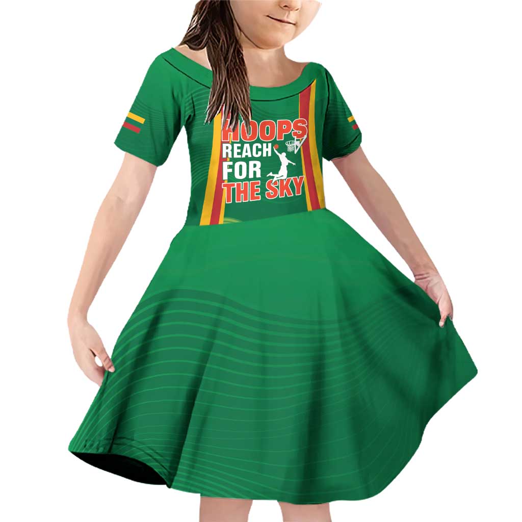 Custom Lithuania Basketball Family Matching Off Shoulder Short Dress and Hawaiian Shirt Hoops Reach For the Sky