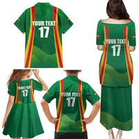 Custom Lithuania Basketball Family Matching Puletasi and Hawaiian Shirt Hoops Reach For the Sky