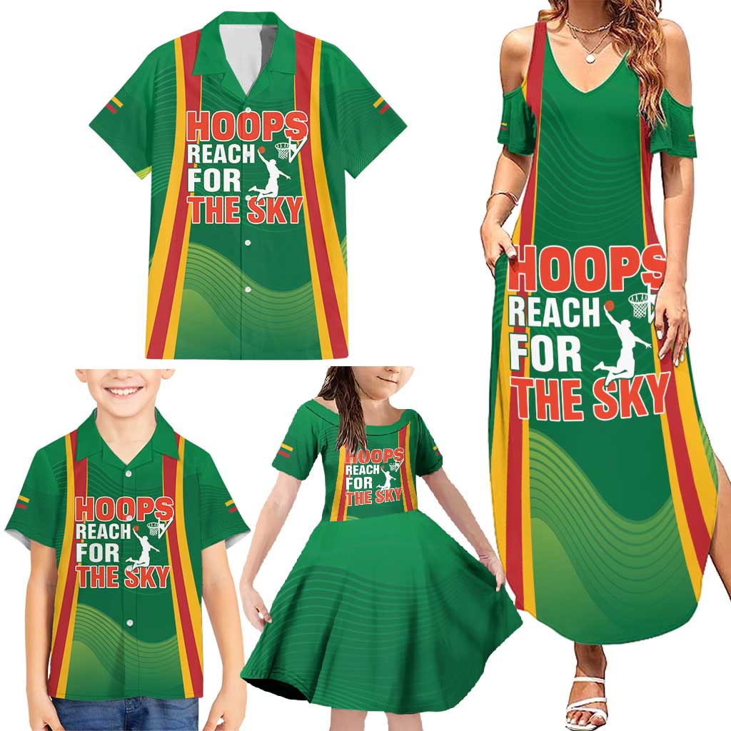 Custom Lithuania Basketball Family Matching Summer Maxi Dress and Hawaiian Shirt Hoops Reach For the Sky