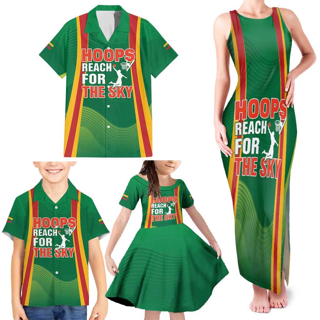Custom Lithuania Basketball Family Matching Tank Maxi Dress and Hawaiian Shirt Hoops Reach For the Sky