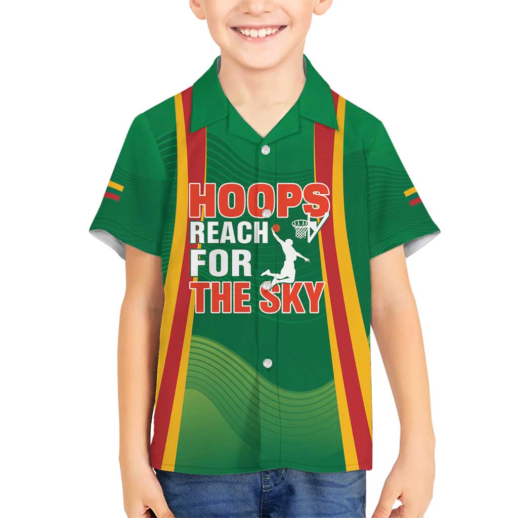 Custom Lithuania Basketball Family Matching Tank Maxi Dress and Hawaiian Shirt Hoops Reach For the Sky