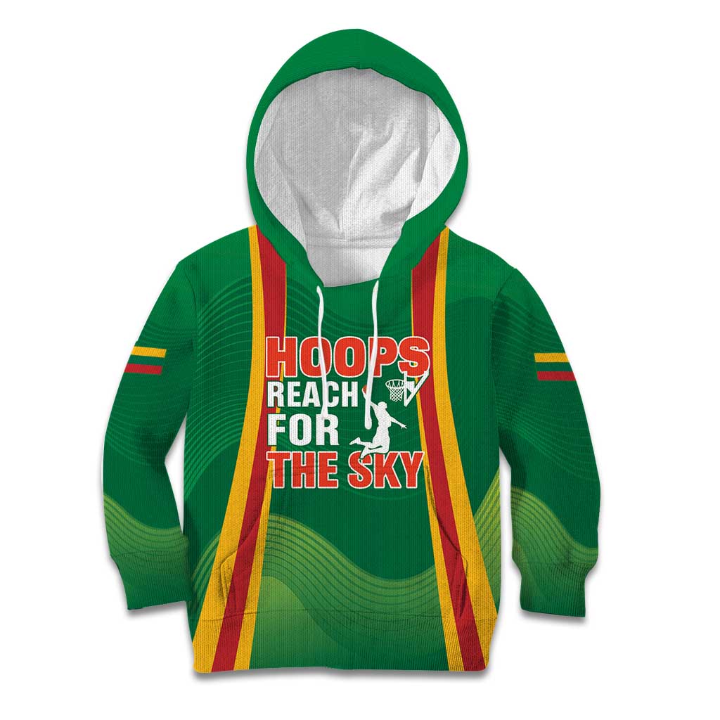 Custom Lithuania Basketball Kid Hoodie Hoops Reach For the Sky