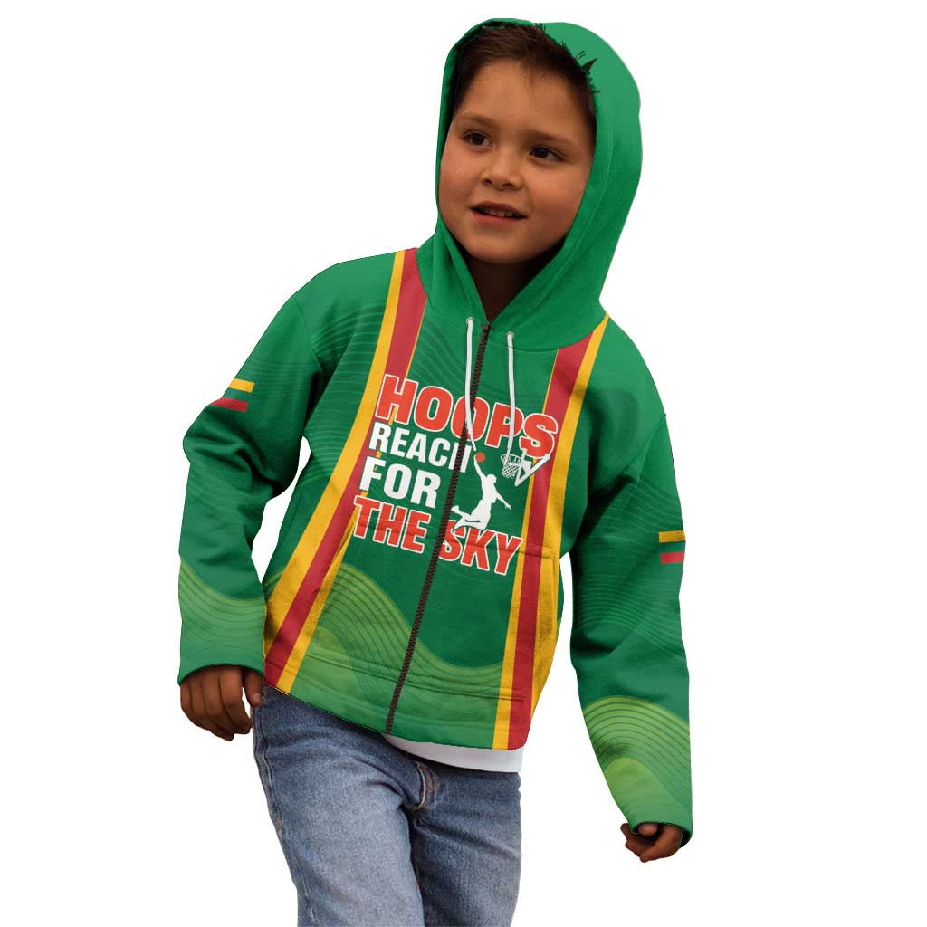 Custom Lithuania Basketball Kid Hoodie Hoops Reach For the Sky