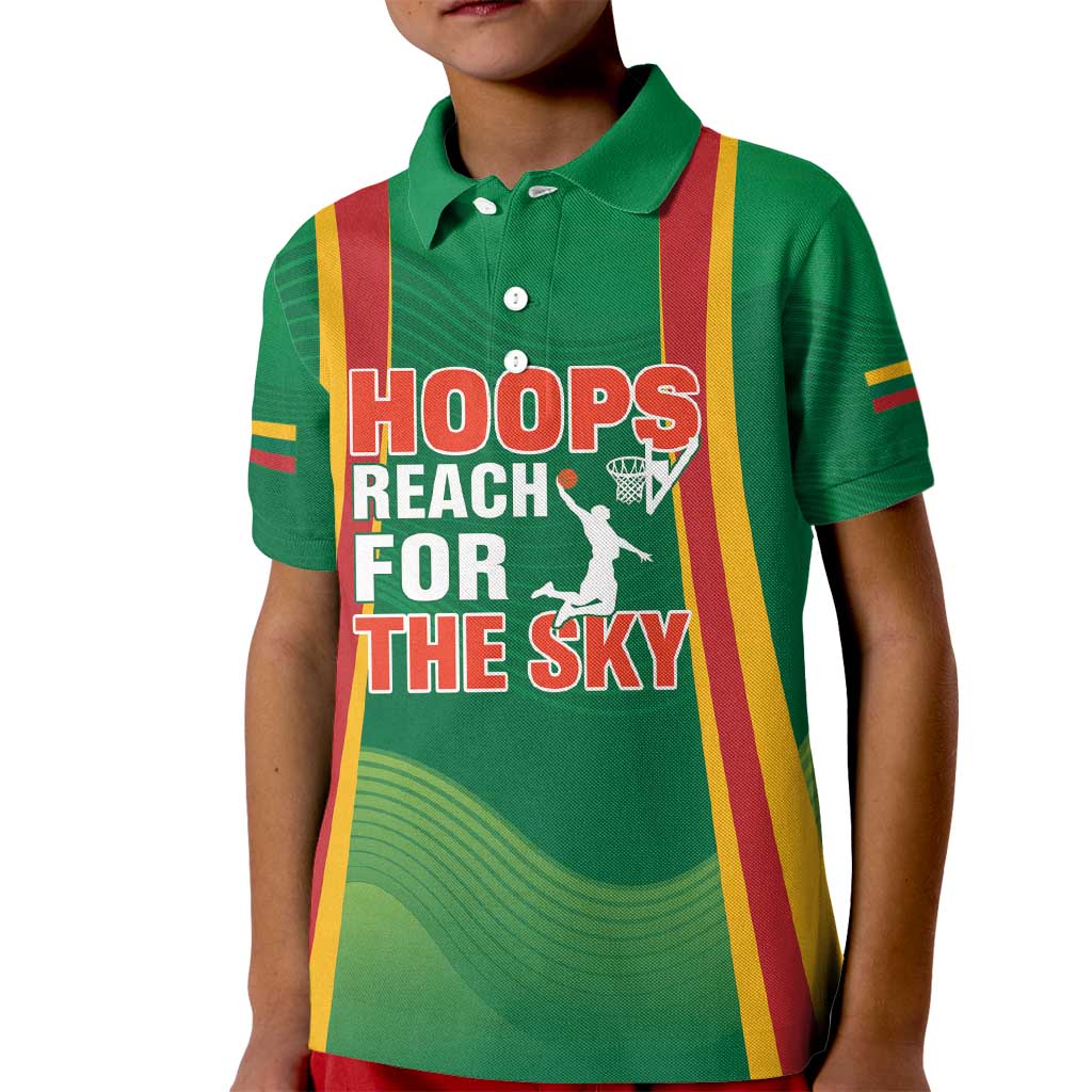 Custom Lithuania Basketball Kid Polo Shirt Hoops Reach For the Sky