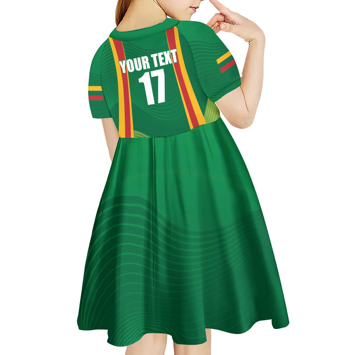 Custom Lithuania Basketball Kid Short Sleeve Dress Hoops Reach For the Sky