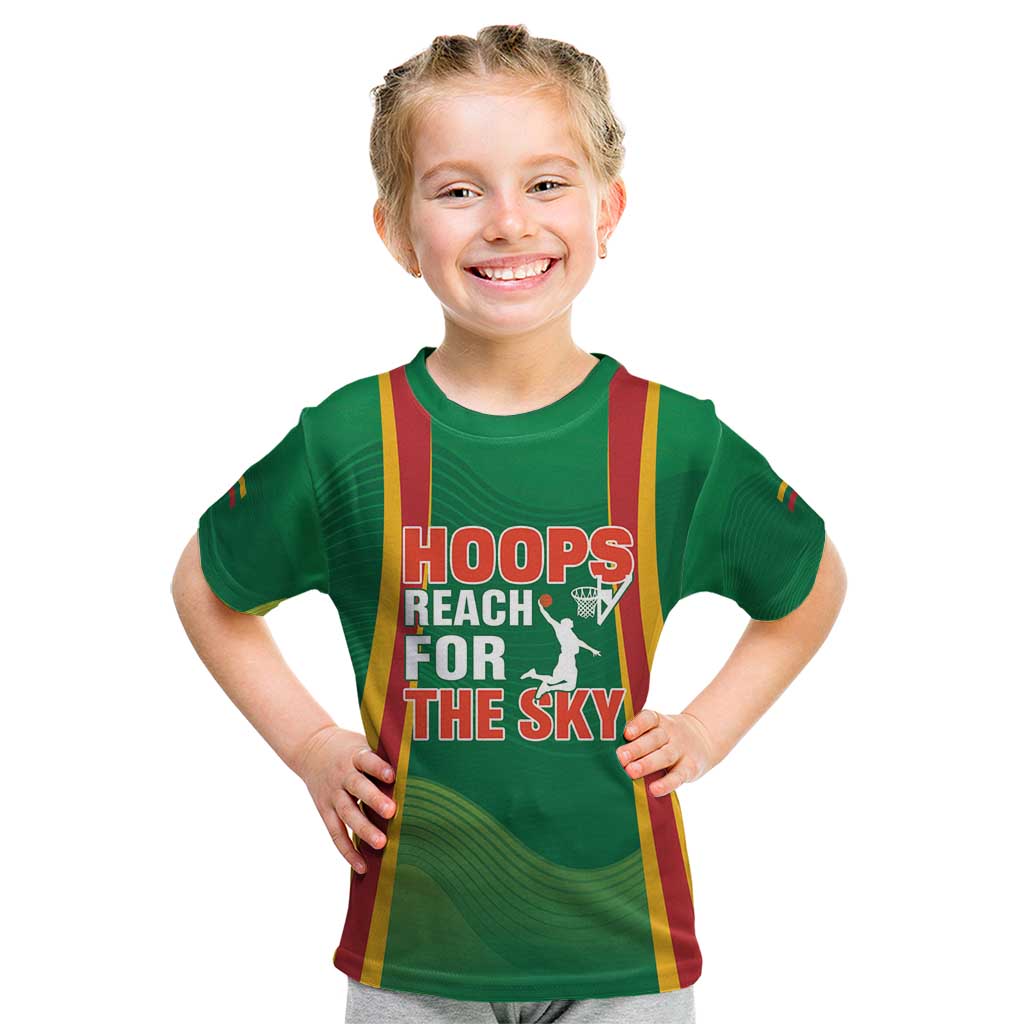 Custom Lithuania Basketball Kid T Shirt Hoops Reach For the Sky