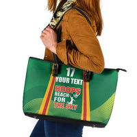 Custom Lithuania Basketball Leather Tote Bag Hoops Reach For the Sky