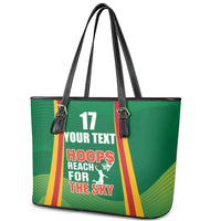 Custom Lithuania Basketball Leather Tote Bag Hoops Reach For the Sky