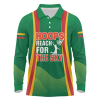 Custom Lithuania Basketball Long Sleeve Polo Shirt Hoops Reach For the Sky