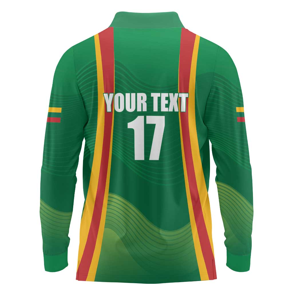 Custom Lithuania Basketball Long Sleeve Polo Shirt Hoops Reach For the Sky