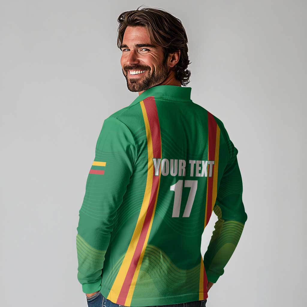Custom Lithuania Basketball Long Sleeve Polo Shirt Hoops Reach For the Sky