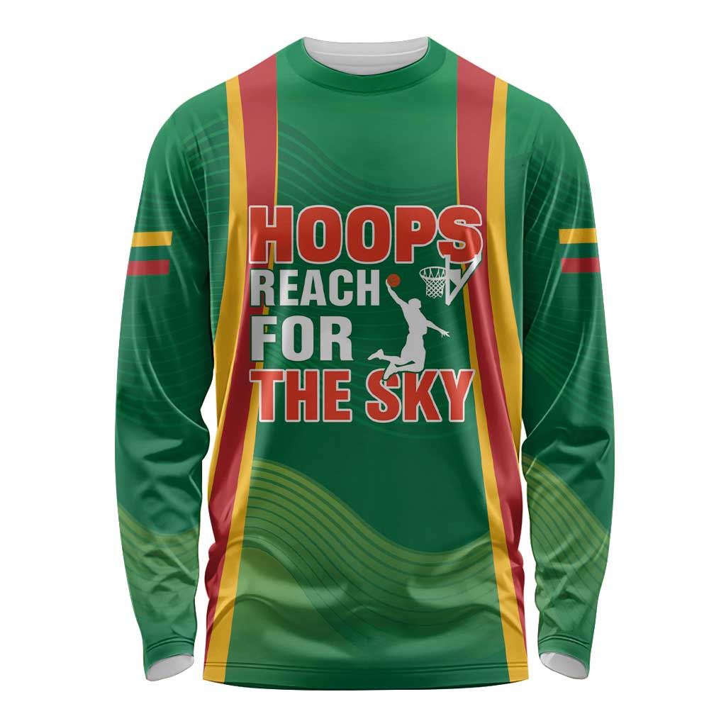 Custom Lithuania Basketball Long Sleeve Shirt Hoops Reach For the Sky