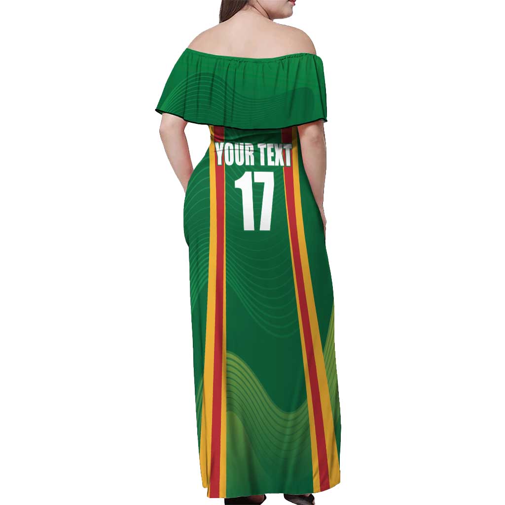 Custom Lithuania Basketball Off Shoulder Maxi Dress Hoops Reach For the Sky