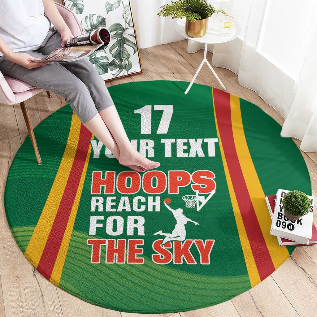 Custom Lithuania Basketball Round Carpet Hoops Reach For the Sky