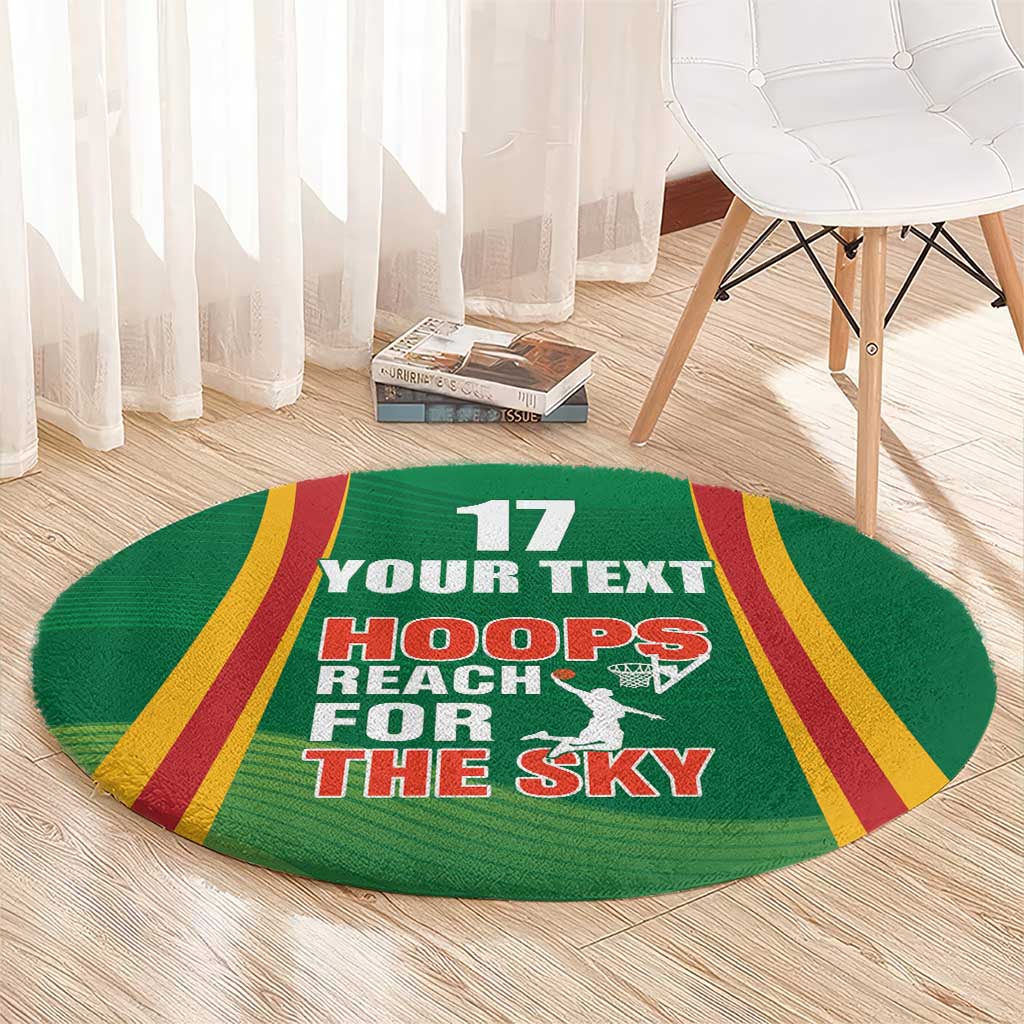 Custom Lithuania Basketball Round Carpet Hoops Reach For the Sky