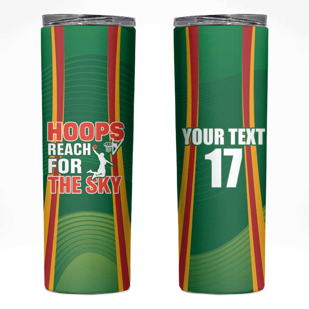 Custom Lithuania Basketball Skinny Tumbler Hoops Reach For the Sky