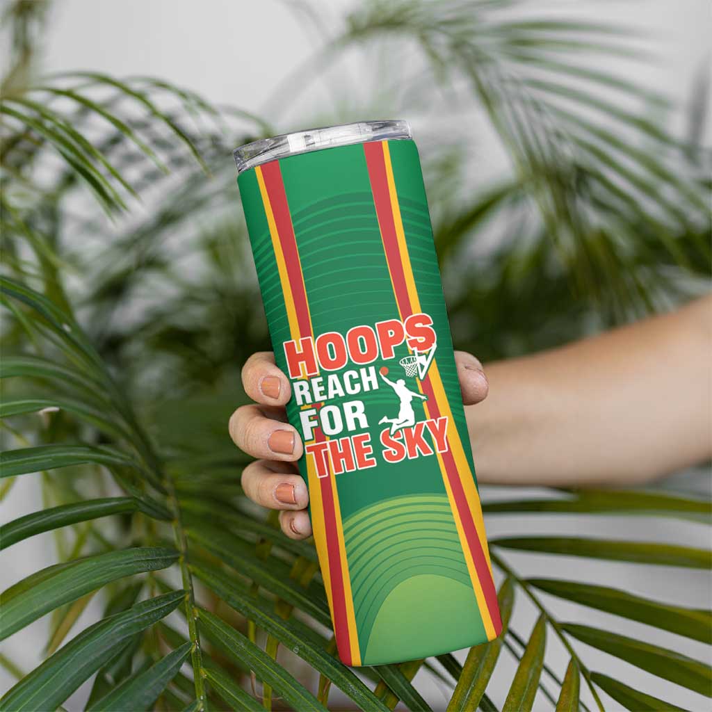 Custom Lithuania Basketball Skinny Tumbler Hoops Reach For the Sky