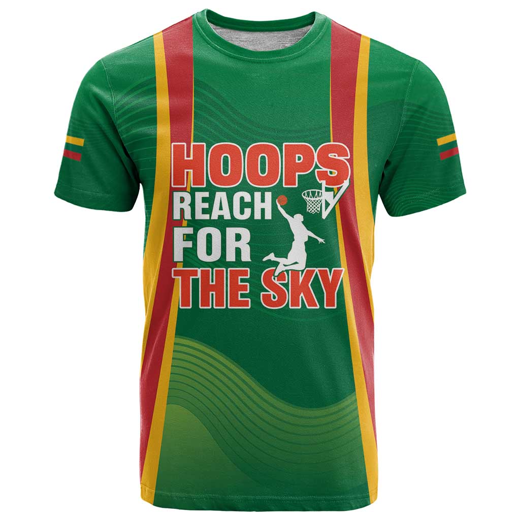 Custom Lithuania Basketball T Shirt Hoops Reach For the Sky