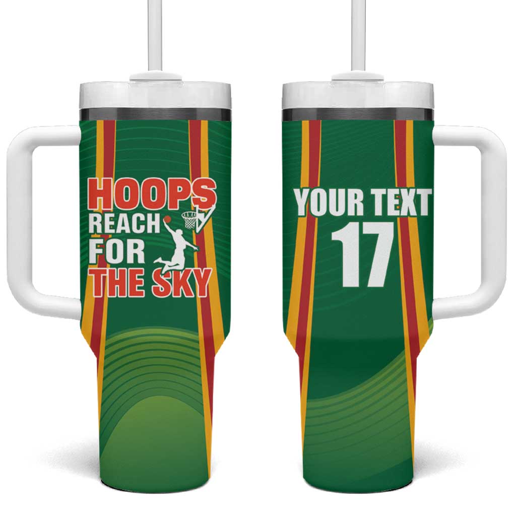 Custom Lithuania Basketball Tumbler With Handle Hoops Reach For the Sky