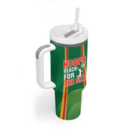 Custom Lithuania Basketball Tumbler With Handle Hoops Reach For the Sky