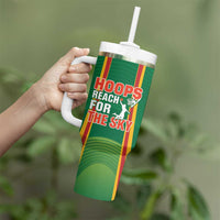 Custom Lithuania Basketball Tumbler With Handle Hoops Reach For the Sky