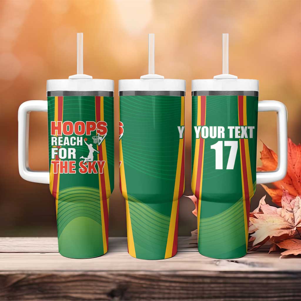 Custom Lithuania Basketball Tumbler With Handle Hoops Reach For the Sky