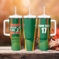 Custom Lithuania Basketball Tumbler With Handle Hoops Reach For the Sky
