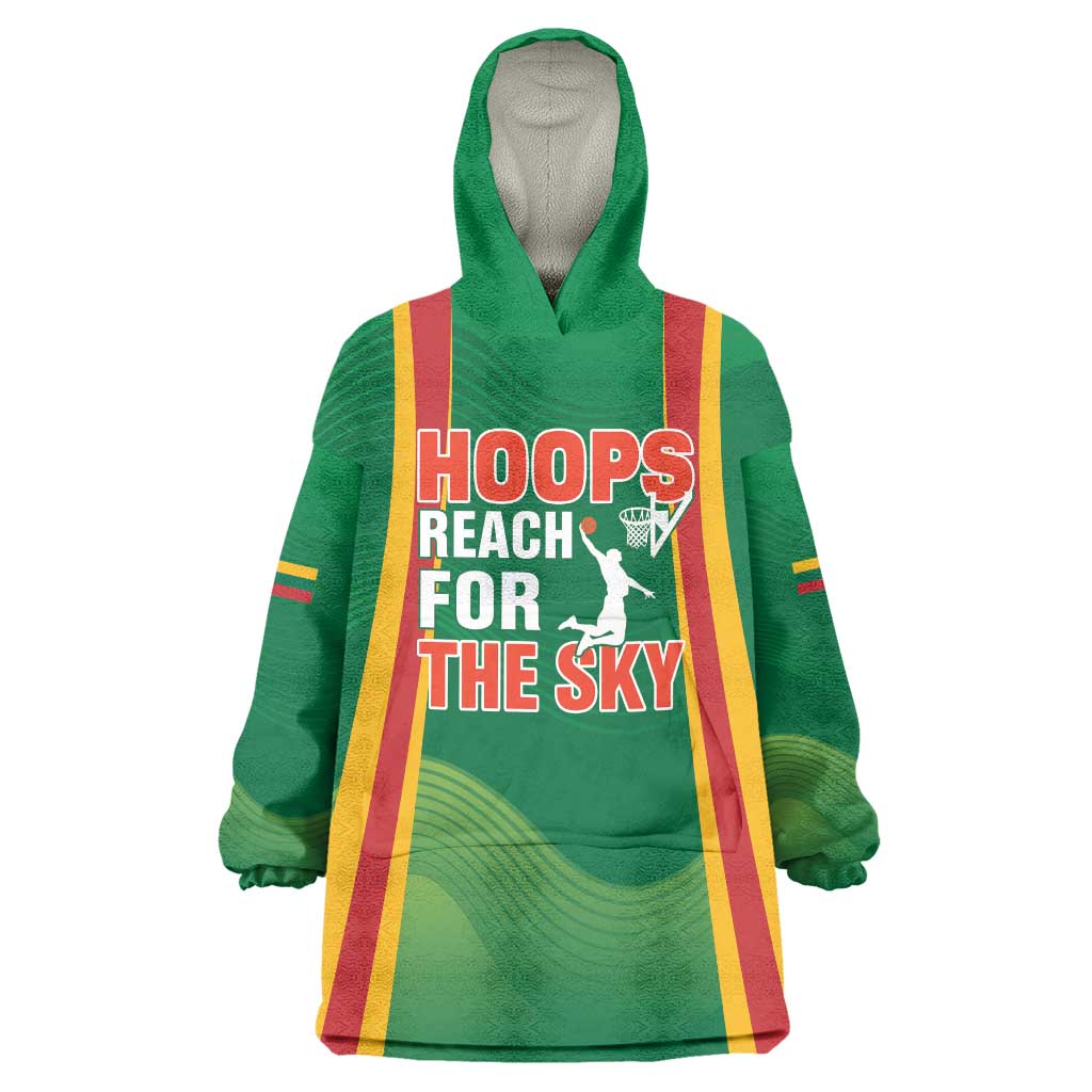 Custom Lithuania Basketball Wearable Blanket Hoodie Hoops Reach For the Sky