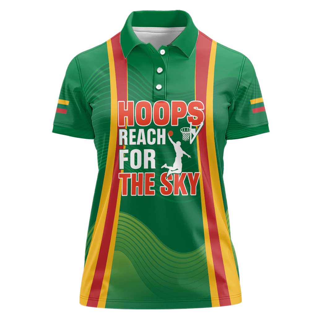 Custom Lithuania Basketball Women Polo Shirt Hoops Reach For the Sky