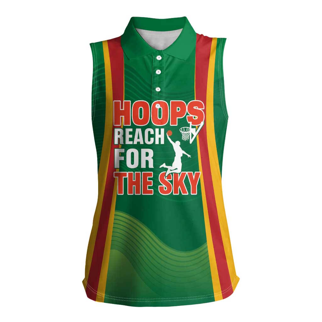 Custom Lithuania Basketball Women Sleeveless Polo Shirt Hoops Reach For the Sky