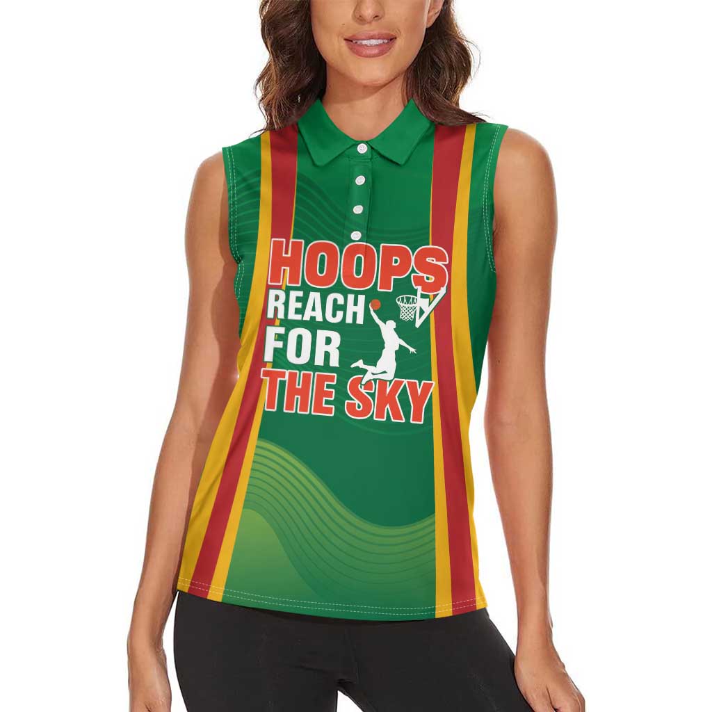 Custom Lithuania Basketball Women Sleeveless Polo Shirt Hoops Reach For the Sky