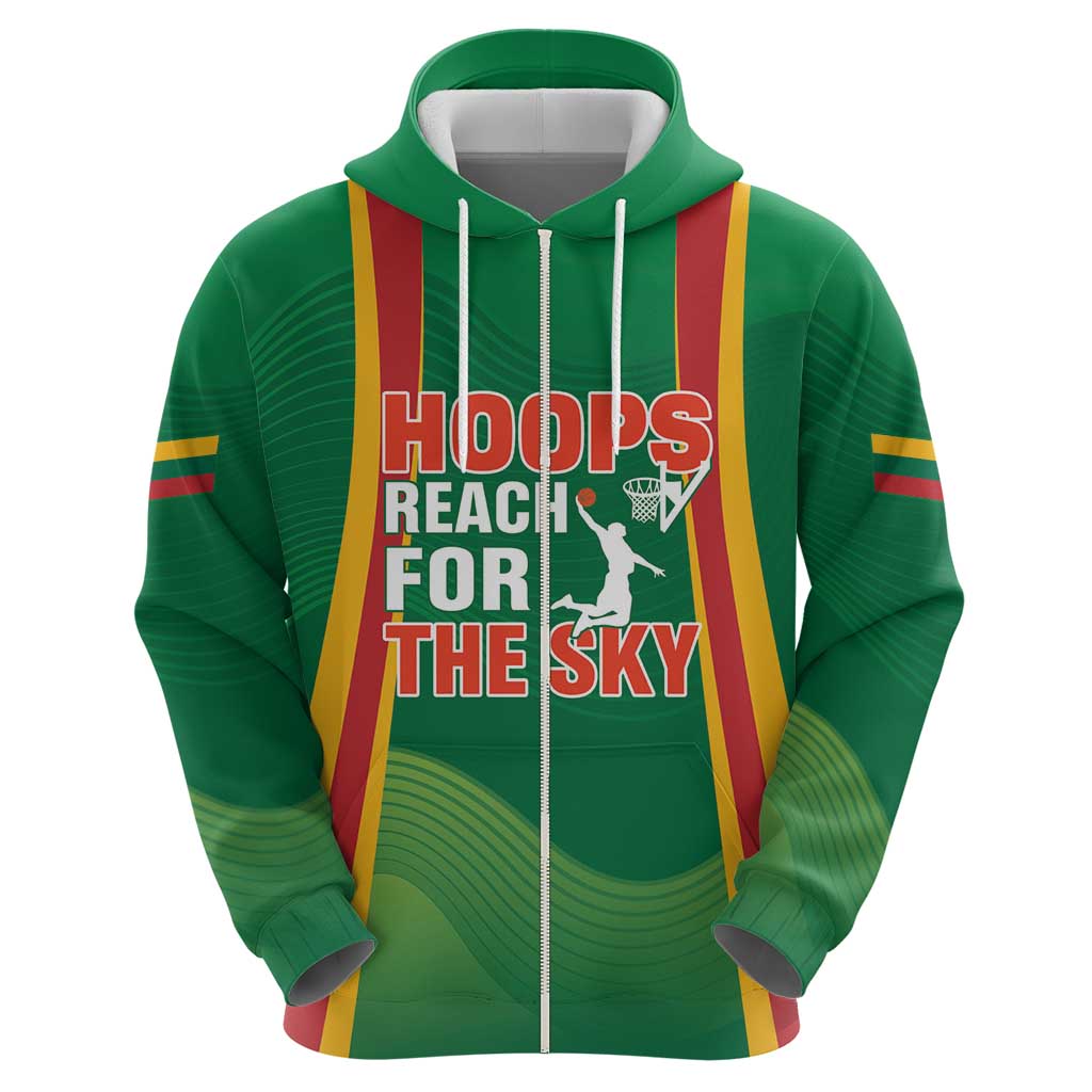 Custom Lithuania Basketball Zip Hoodie Hoops Reach For the Sky