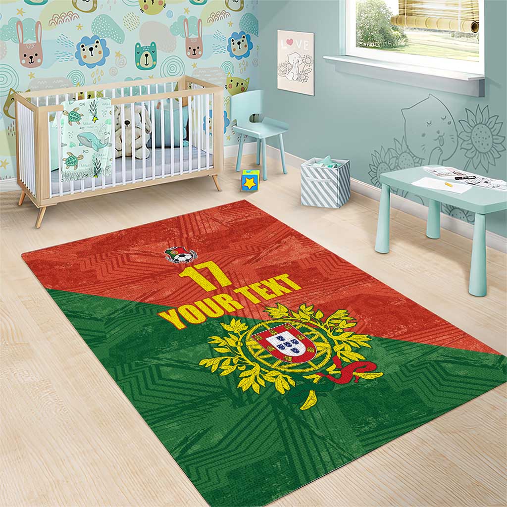 Custom Portugal Football Area Rug Sporty Style