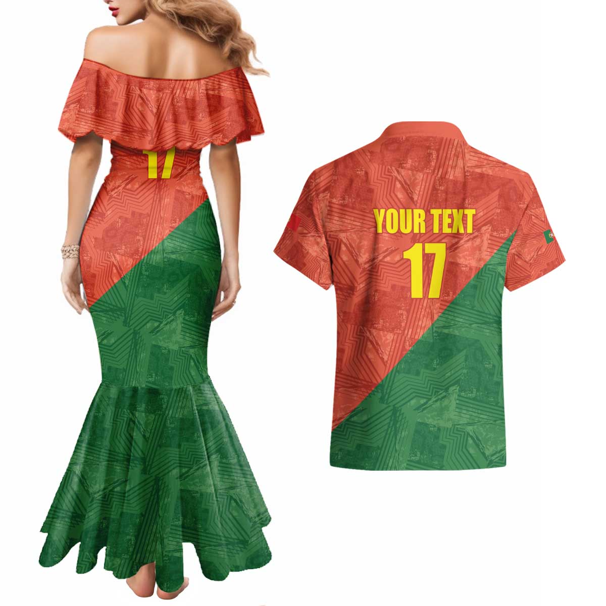 Custom Portugal Football Couples Matching Mermaid Dress and Hawaiian Shirt Sporty Style