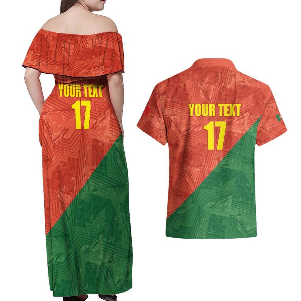 Custom Portugal Football Couples Matching Off Shoulder Maxi Dress and Hawaiian Shirt Sporty Style