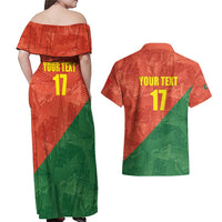 Custom Portugal Football Couples Matching Off Shoulder Maxi Dress and Hawaiian Shirt Sporty Style
