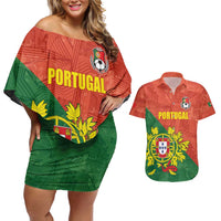 Custom Portugal Football Couples Matching Off Shoulder Short Dress and Hawaiian Shirt Sporty Style
